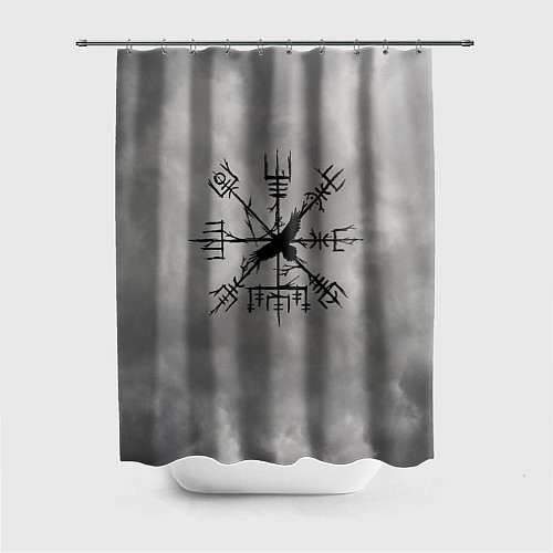 Шторка для ванной Мистический ворон в руническом компасе вегвизир / 3D-принт – фото 1