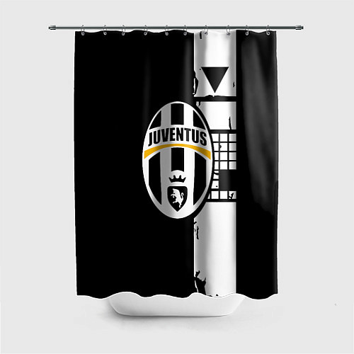 Шторка для ванной Ювентус геометрия белая / 3D-принт – фото 1