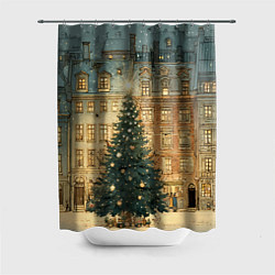 Шторка для ванной Новогодний старый город