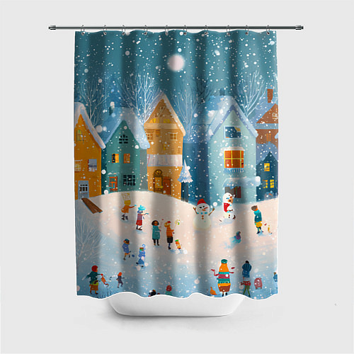 Шторка для ванной Новогодние каникулы / 3D-принт – фото 1