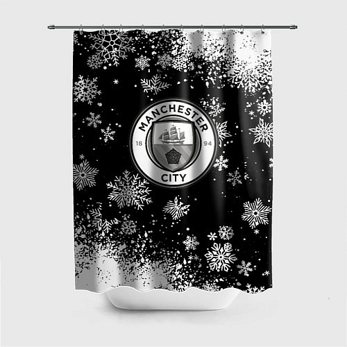 Шторка для ванной Манчестер сити снежинки новый год / 3D-принт – фото 1
