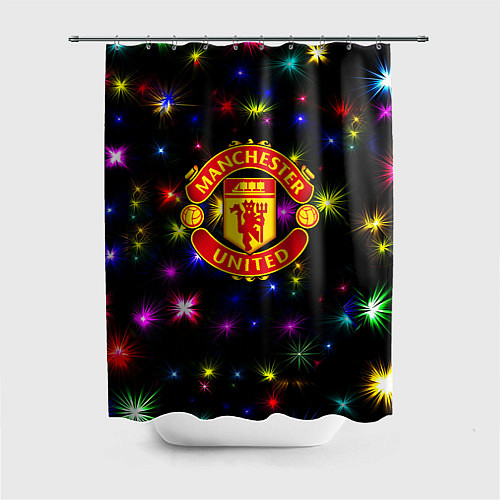 Шторка для ванной Манчестер Юнайтед праздничные огни / 3D-принт – фото 1