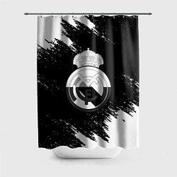 Шторка для ванной Реал Мадрид черно белые краски