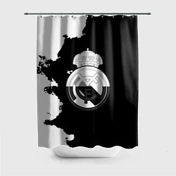Шторка для ванной Реал Мадрид черно белые краски