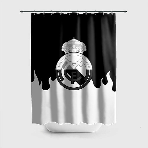 Шторка для ванной Реал Мадрид огонь белый / 3D-принт – фото 1