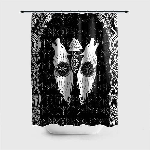 Шторка для ванной Волки воины с символикой / 3D-принт – фото 1
