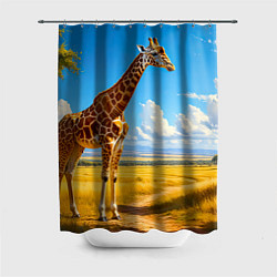 Шторка для ванной Жираф в солнечной саванне