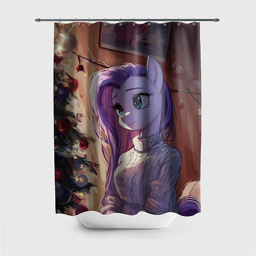 Шторка для ванной Анимешная лошадка - Новый год / 3D-принт – фото 1