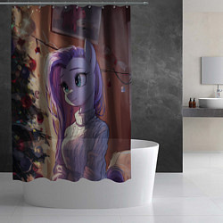 Шторка для душа Анимешная лошадка - Новый год, цвет: 3D-принт — фото 2