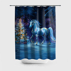 Шторка для ванной Сияющая новогодняя лошадка
