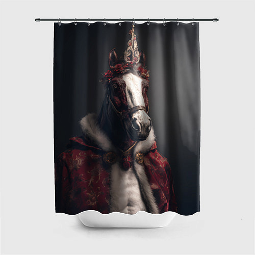 Шторка для ванной Лошадь в новогоднем костюме / 3D-принт – фото 1