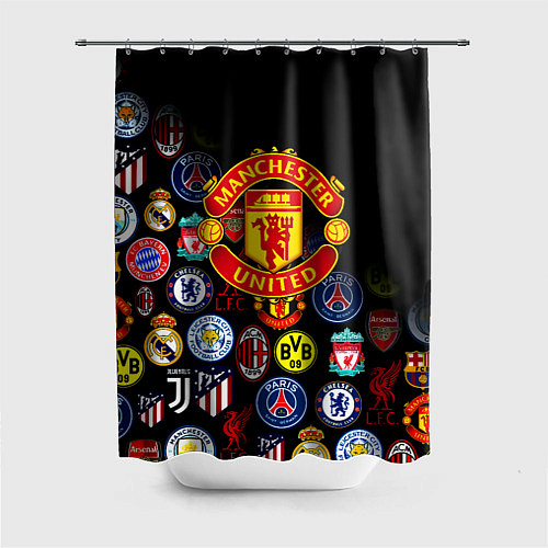 Шторка для ванной Манчестер логотипы команд / 3D-принт – фото 1