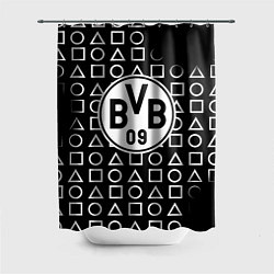 Шторка для ванной Borussia геометрия черно белая