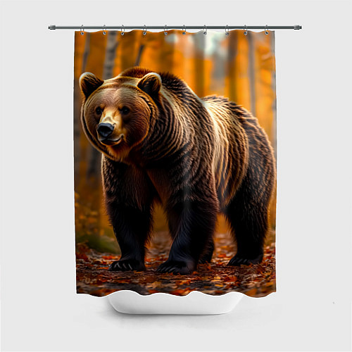Шторка для ванной Осенний страж леса / 3D-принт – фото 1