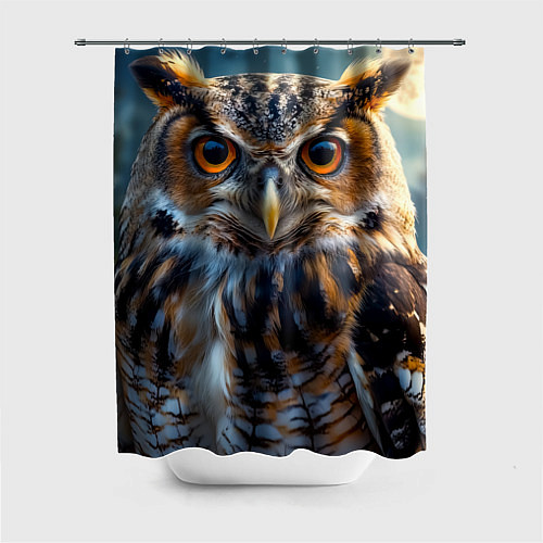 Шторка для ванной Лунная сова в лесу / 3D-принт – фото 1