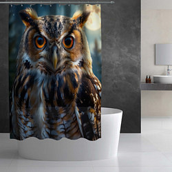 Шторка для душа Лунная сова в лесу, цвет: 3D-принт — фото 2