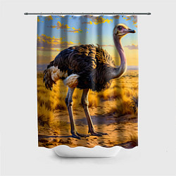 Шторка для ванной Страус саванны