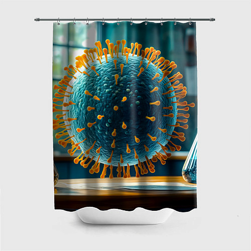 Шторка для ванной Вирус в лаборатории / 3D-принт – фото 1