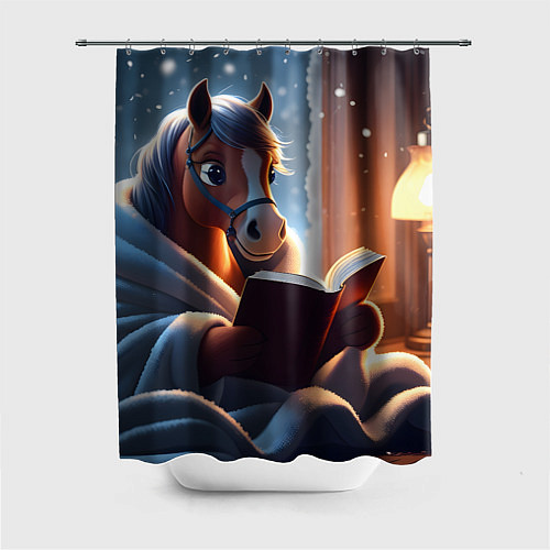 Шторка для ванной Лошадка с книгой / 3D-принт – фото 1