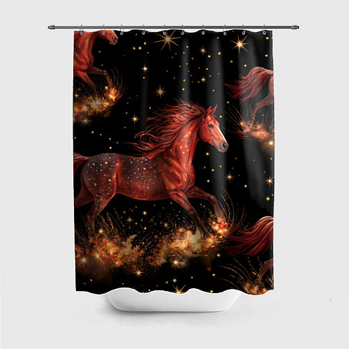 Шторка для ванной Огненные лошади - паттерн / 3D-принт – фото 1