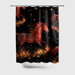 Шторка для душа Огненные лошади - паттерн, цвет: 3D-принт