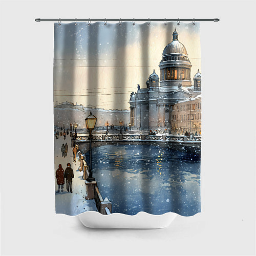 Шторка для ванной Санкт-Петербург снежный день / 3D-принт – фото 1
