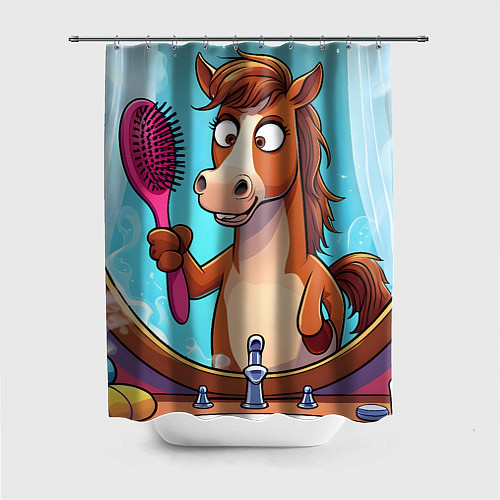 Шторка для ванной Лошадка с расческой / 3D-принт – фото 1