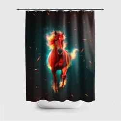 Шторка для душа Светящаяся огненная лошадь, цвет: 3D-принт