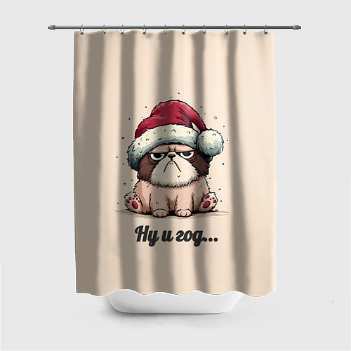 Шторка для ванной Уставший песик - ну и год / 3D-принт – фото 1
