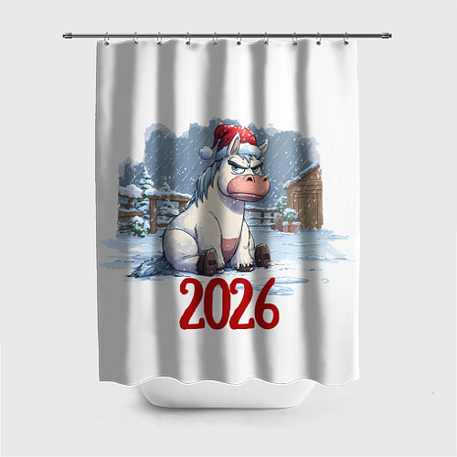 Шторка для ванной Сердитая лошадь 2026 / 3D-принт – фото 1