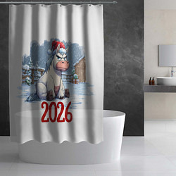 Шторка для душа Сердитая лошадь 2026, цвет: 3D-принт — фото 2