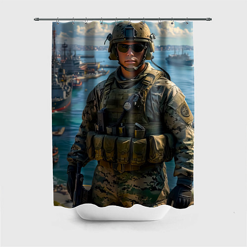 Шторка для ванной Страж морской гавани / 3D-принт – фото 1