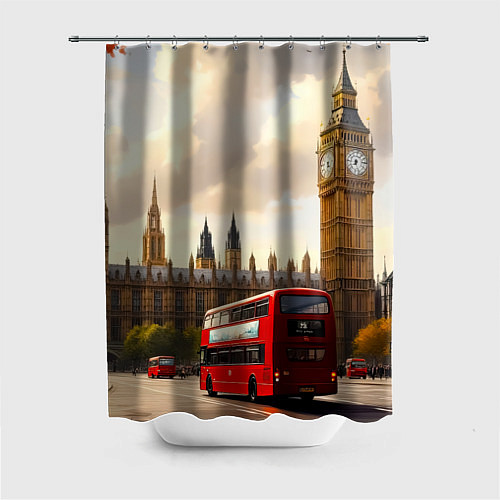 Шторка для ванной Лондон в осеннем сиянии / 3D-принт – фото 1