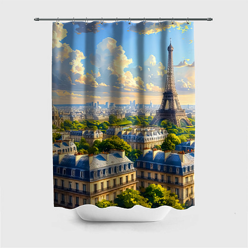 Шторка для ванной Золотой Париж взгляд с высоты / 3D-принт – фото 1