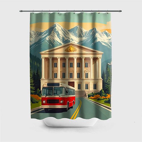 Шторка для ванной Классика у подножия гор / 3D-принт – фото 1