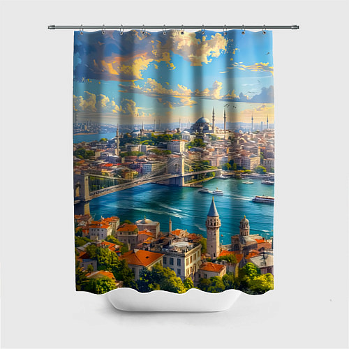 Шторка для ванной Сплетение эпох над Босфором / 3D-принт – фото 1
