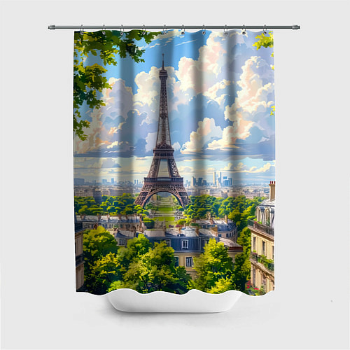 Шторка для ванной Эйфелева башня в сердце Парижа / 3D-принт – фото 1