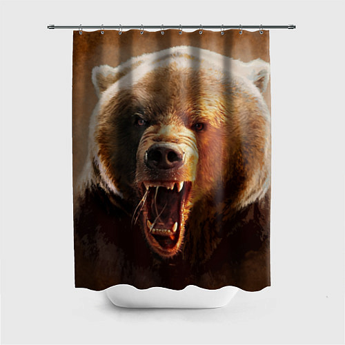 Шторка для ванной Рык медведя / 3D-принт – фото 1