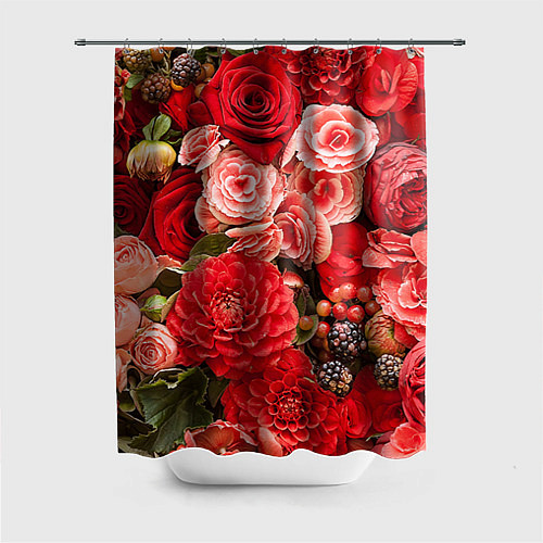 Шторка для ванной Ассорти из цветов / 3D-принт – фото 1