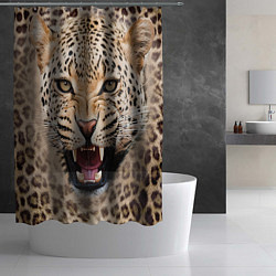 Шторка для душа Взгляд леопарда, цвет: 3D-принт — фото 2