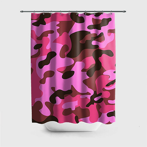 Шторка для ванной Камуфляж: розовый/коричневый / 3D-принт – фото 1