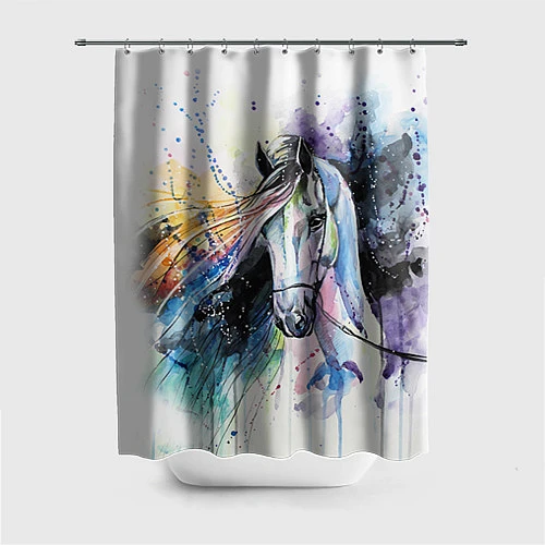 Шторка для ванной Акварельная лошадь / 3D-принт – фото 1
