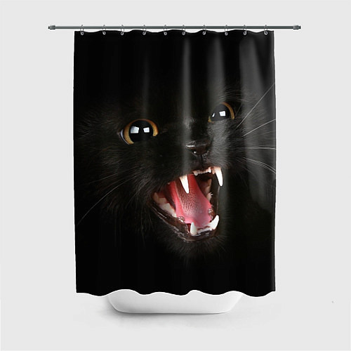 Шторка для ванной Черный кот / 3D-принт – фото 1
