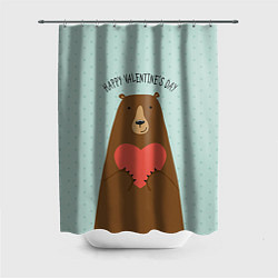 Шторка для ванной Медведь с сердцем