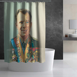 Шторка для душа Гагарин в орденах, цвет: 3D-принт — фото 2
