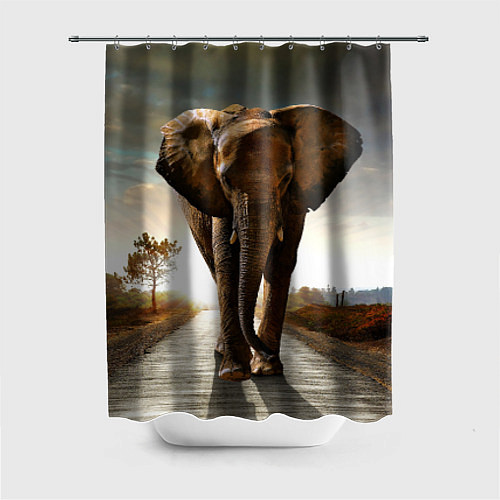 Шторка для ванной Дикий слон / 3D-принт – фото 1