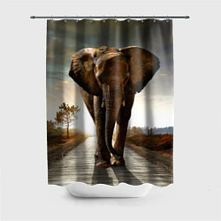 Шторка для душа Дикий слон, цвет: 3D-принт