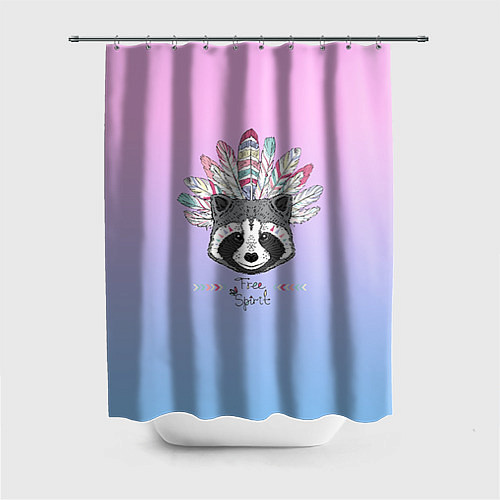 Шторка для ванной Raccoon: Free Spirit / 3D-принт – фото 1