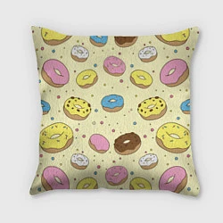 Подушка квадратная Сладкие пончики, цвет: 3D-принт