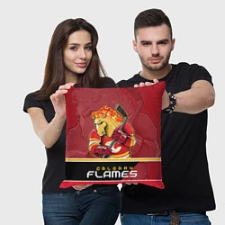 Подушка квадратная Calgary Flames, цвет: 3D-принт — фото 2